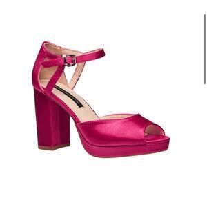 New French connection Taryn pink satin platform heels sz 6.5